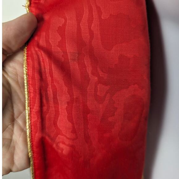 VTG 70's Fernando Sanchez Short Robe Evening Blazer Gold Metallic Red Ribbed Tie - Picture 7 of 12